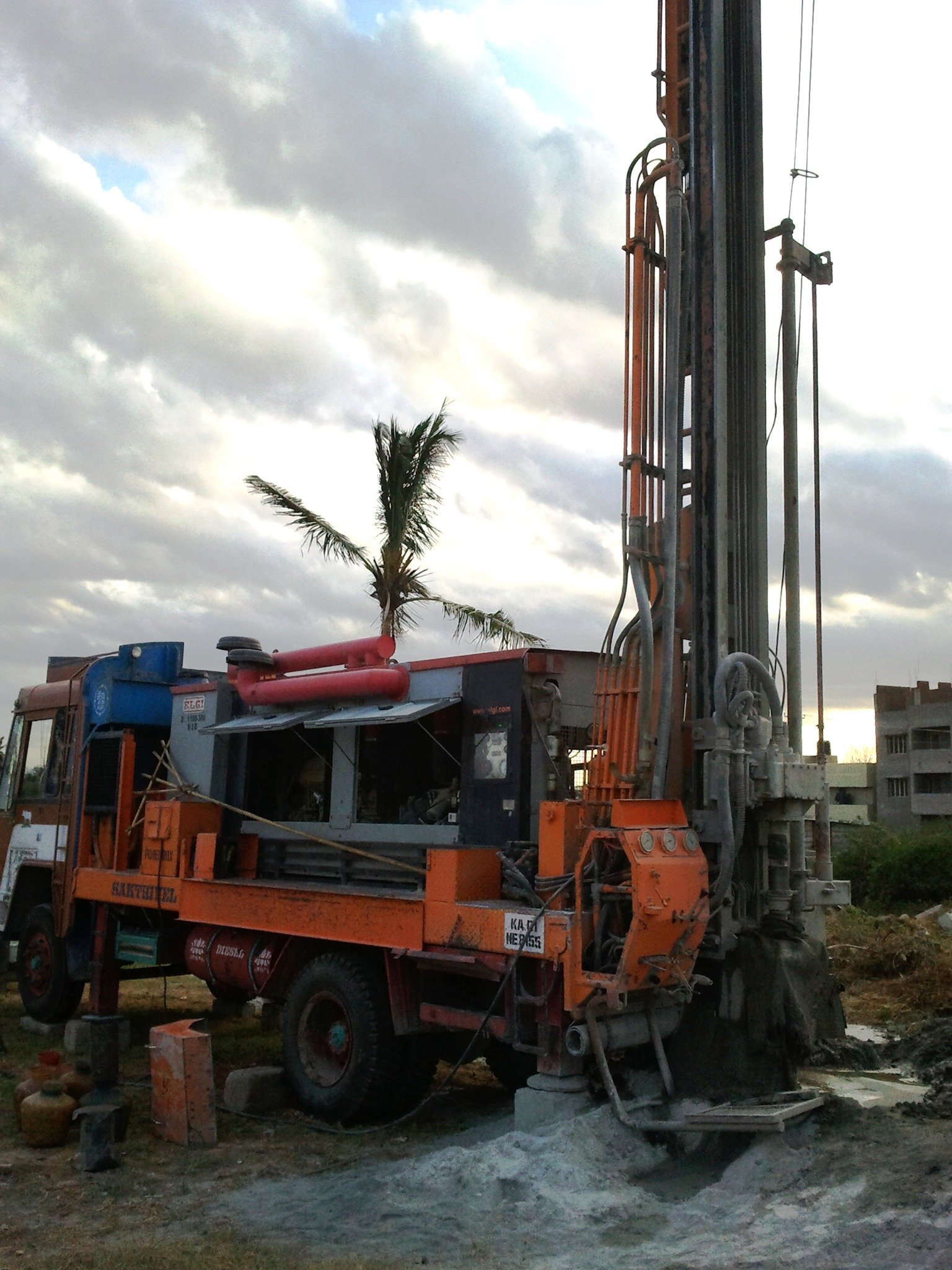Borewell rig operating in India