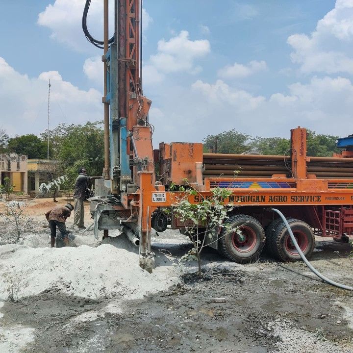 Borewell drilling machine work