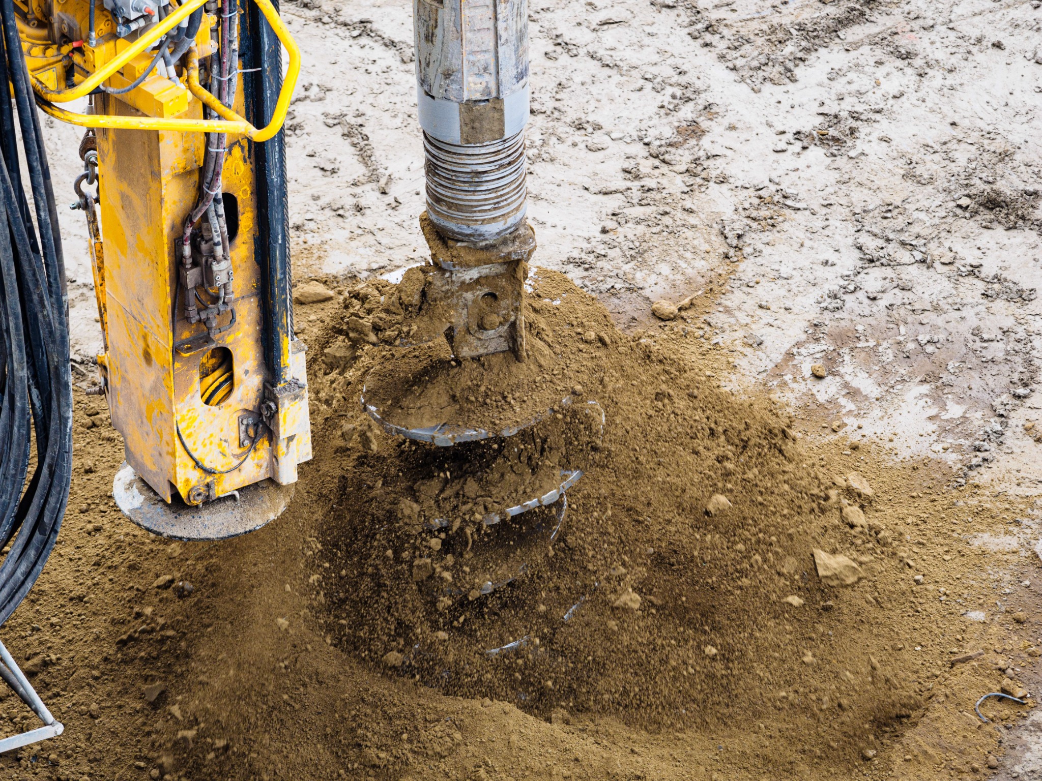 Borewell drilling work on site